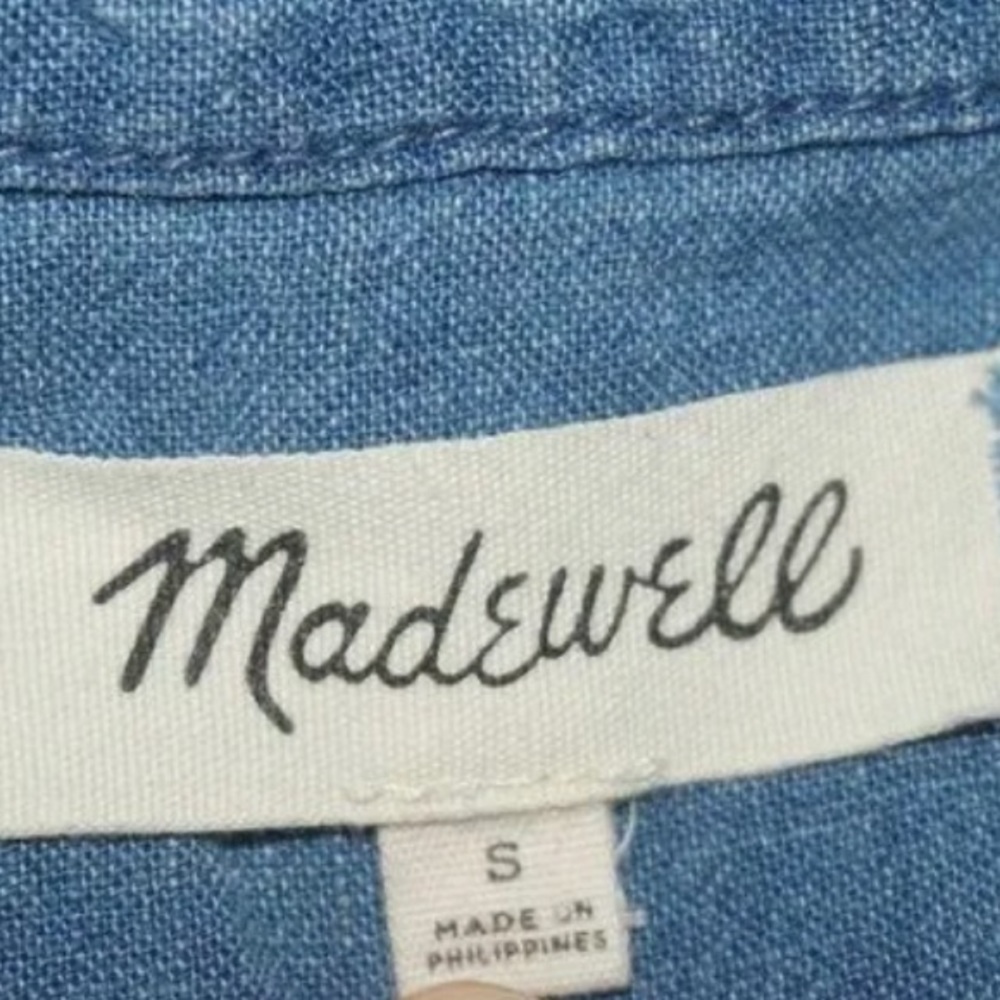 Madewell Linen Cotton Light Wash Chambray Button Down Shirtdress Shirt Dress - Picture 10 of 12